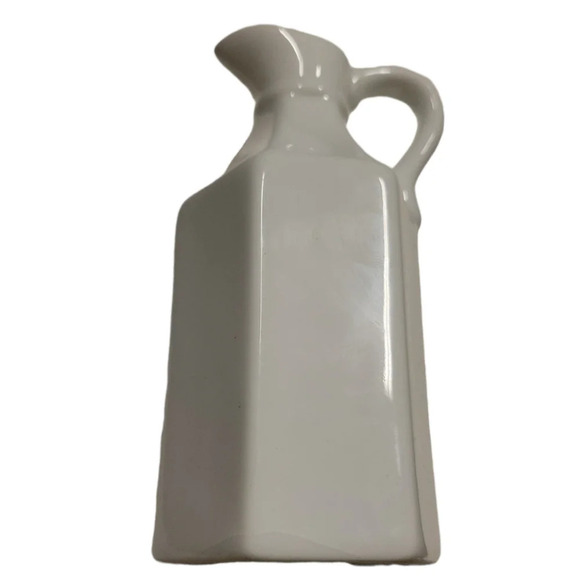 XCell White Ceramic farmhouse style Oil Or Vinegar Cruet Mini Pitcher 6 in. - Picture 3 of 8